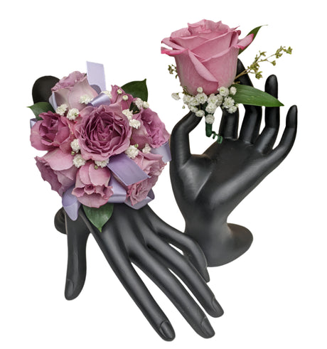 Boutonniere and corsage combo package - Lavender