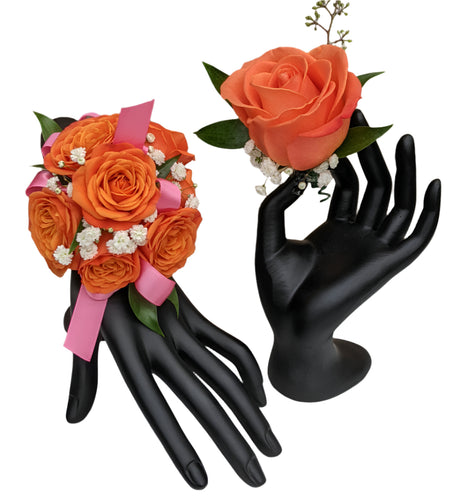 Boutonniere and corsage combo package - Orange