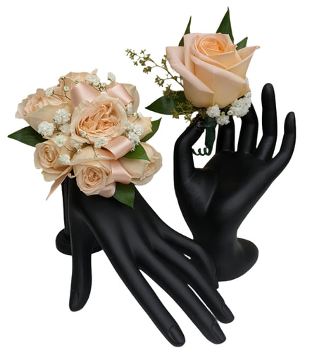 Boutonniere and corsage combo package - Peach
