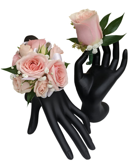 Boutonniere and corsage combo package - Pink