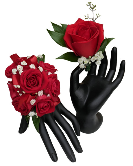 Boutonniere and corsage combo package - Red