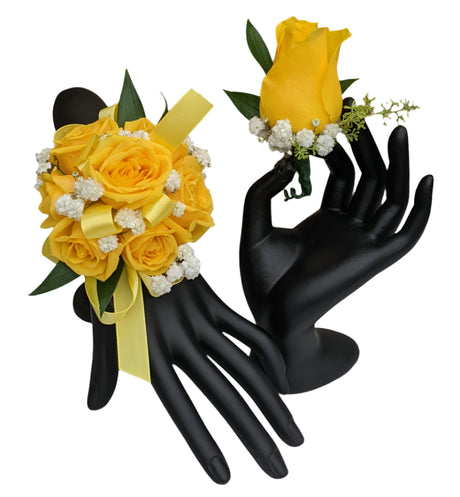 Boutonniere and corsage combo package - Yellow