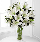 Light in your Honor funeral flower arrangement of all white flowers Medium