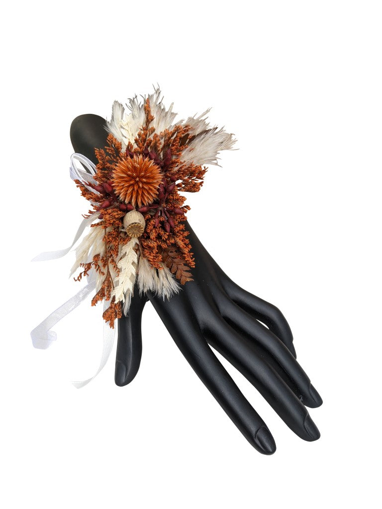 Burnt Orange Dried Flower Corsage