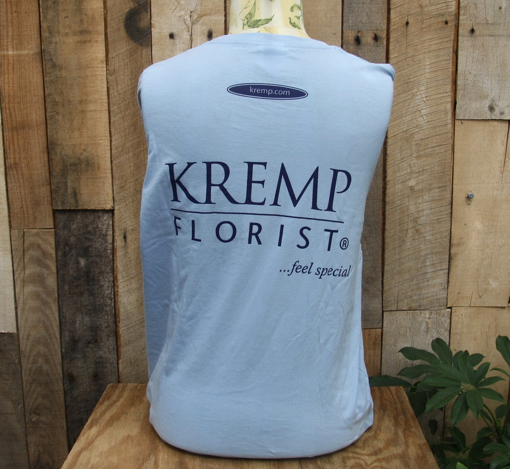 Kremp Florist Mens Short Sleeved Light Blue T Shirt Back